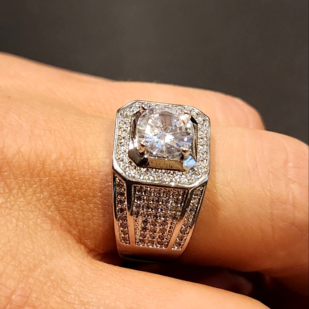 Adjustable Moissanite Ring for Men 1.5ct D Color VVS1 Mens Wedding Band S925